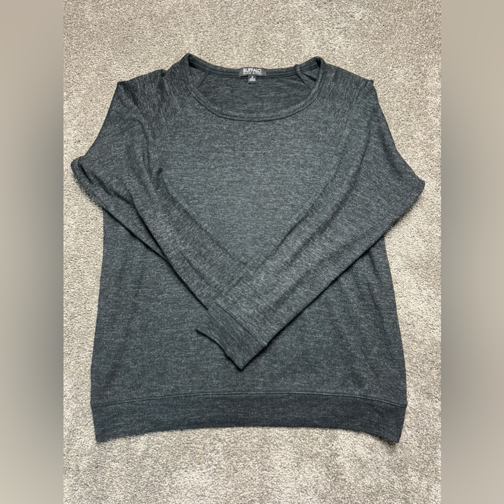 Women’s Black Super Soft Buffalo Long Sleeve Wide Neck (M)